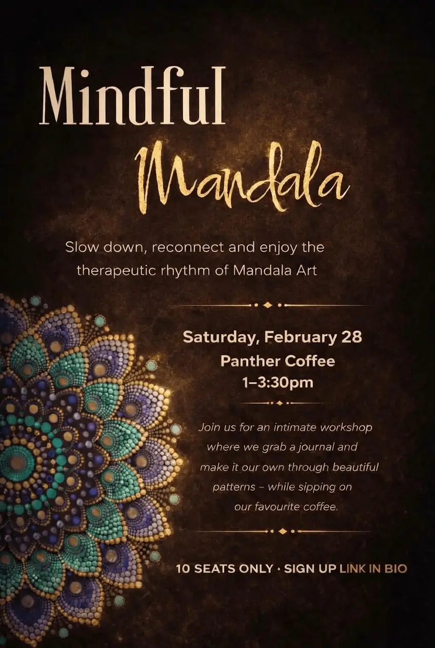 The Canvas Collective Miami mandala and mindfulness event flyer